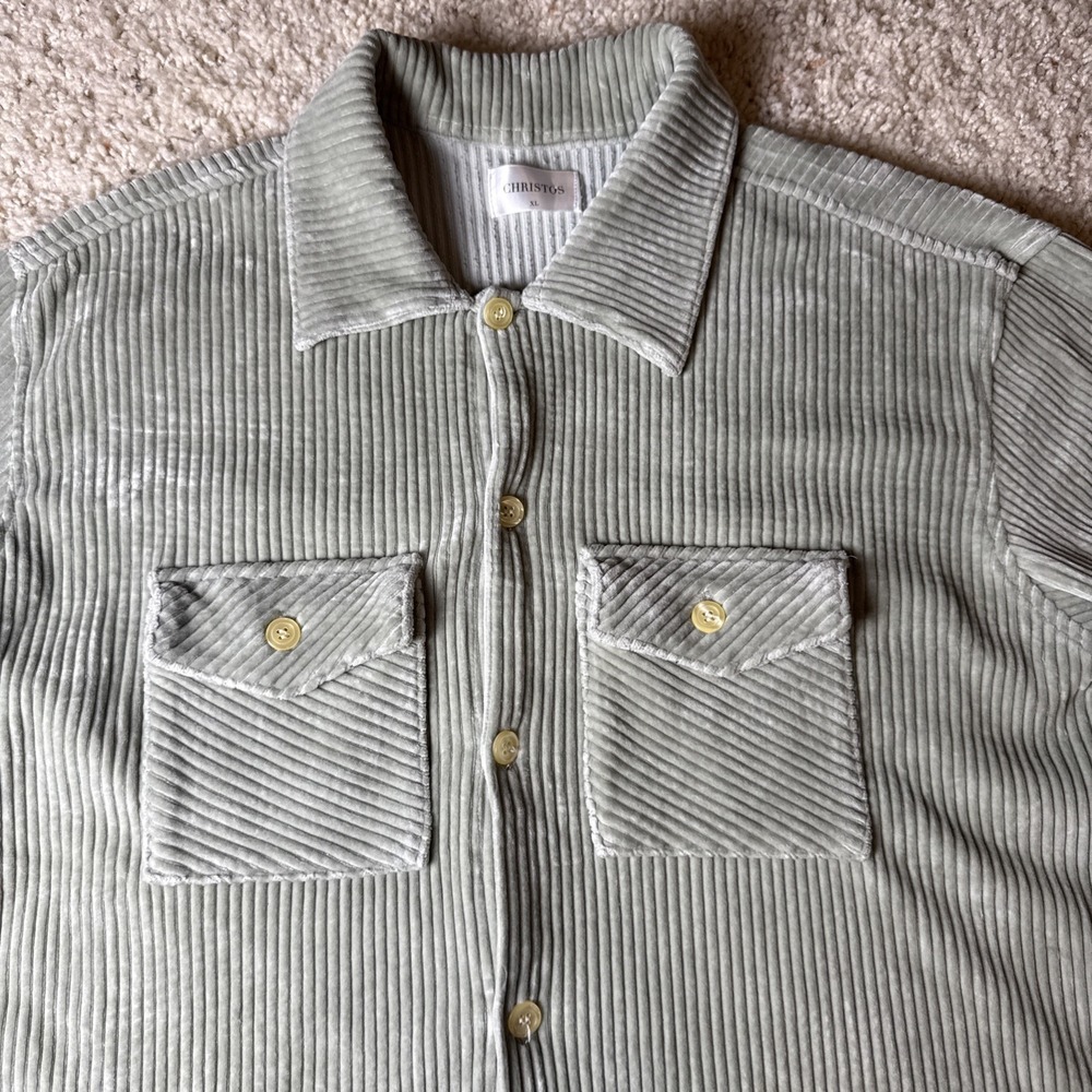 RARE! Bougie Christos New York Luxe Work Shirt Made In Los Angeles‎ Sage X-Large